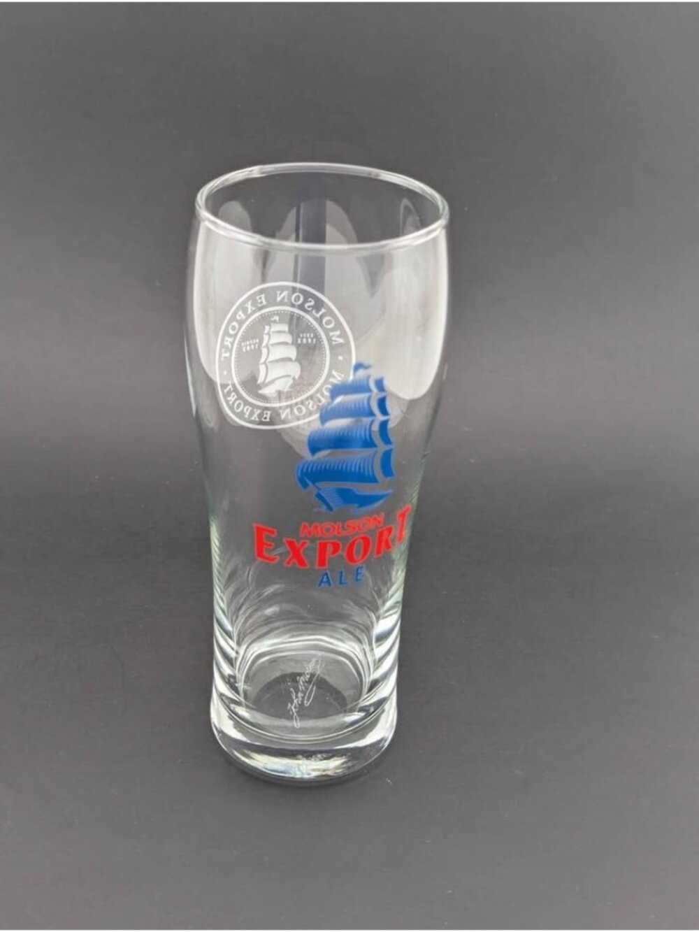 Vintage Molson Export Ale Tulip Beer Glass - Signed Bottom (7.5")
